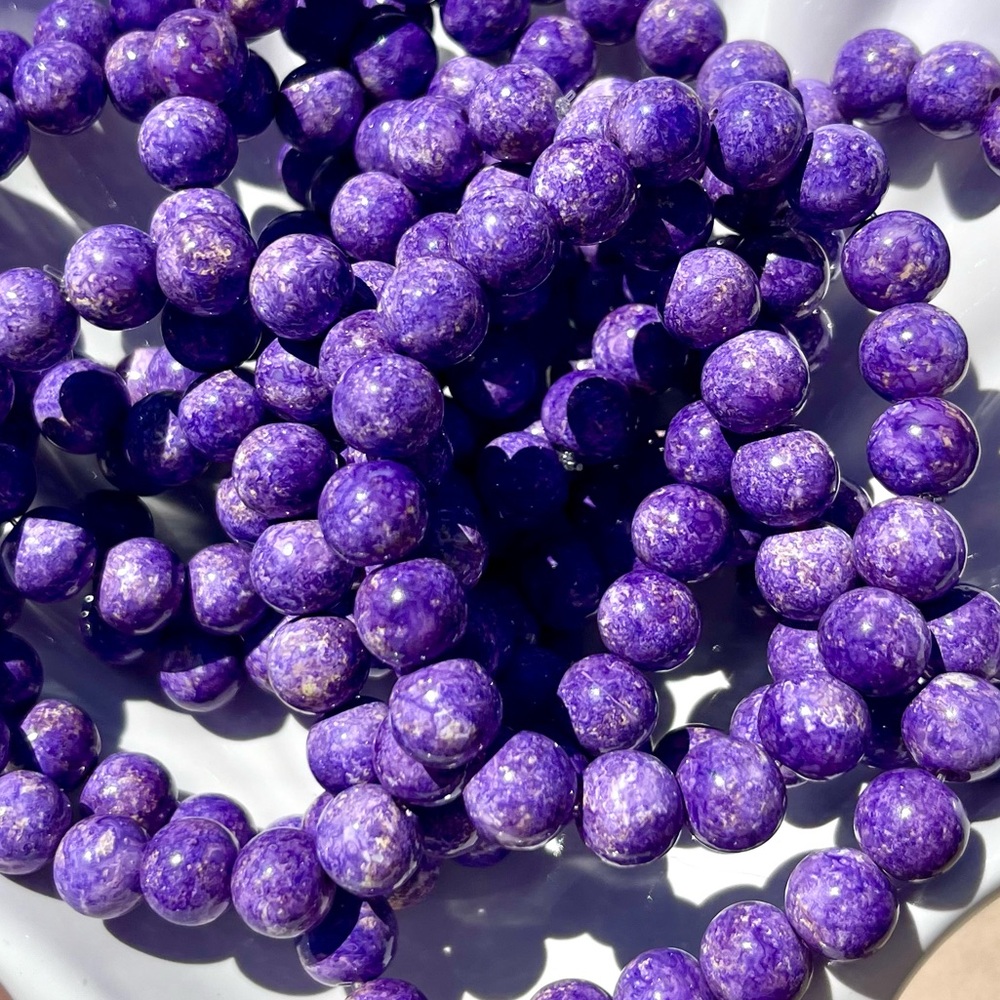 Purple Speckled Glass Beaded Bracelets NWOT